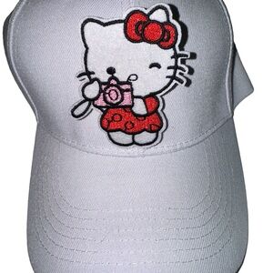 Hello Kitty ball cap white twill adjusts NWT patch fun summer gift beach vacay